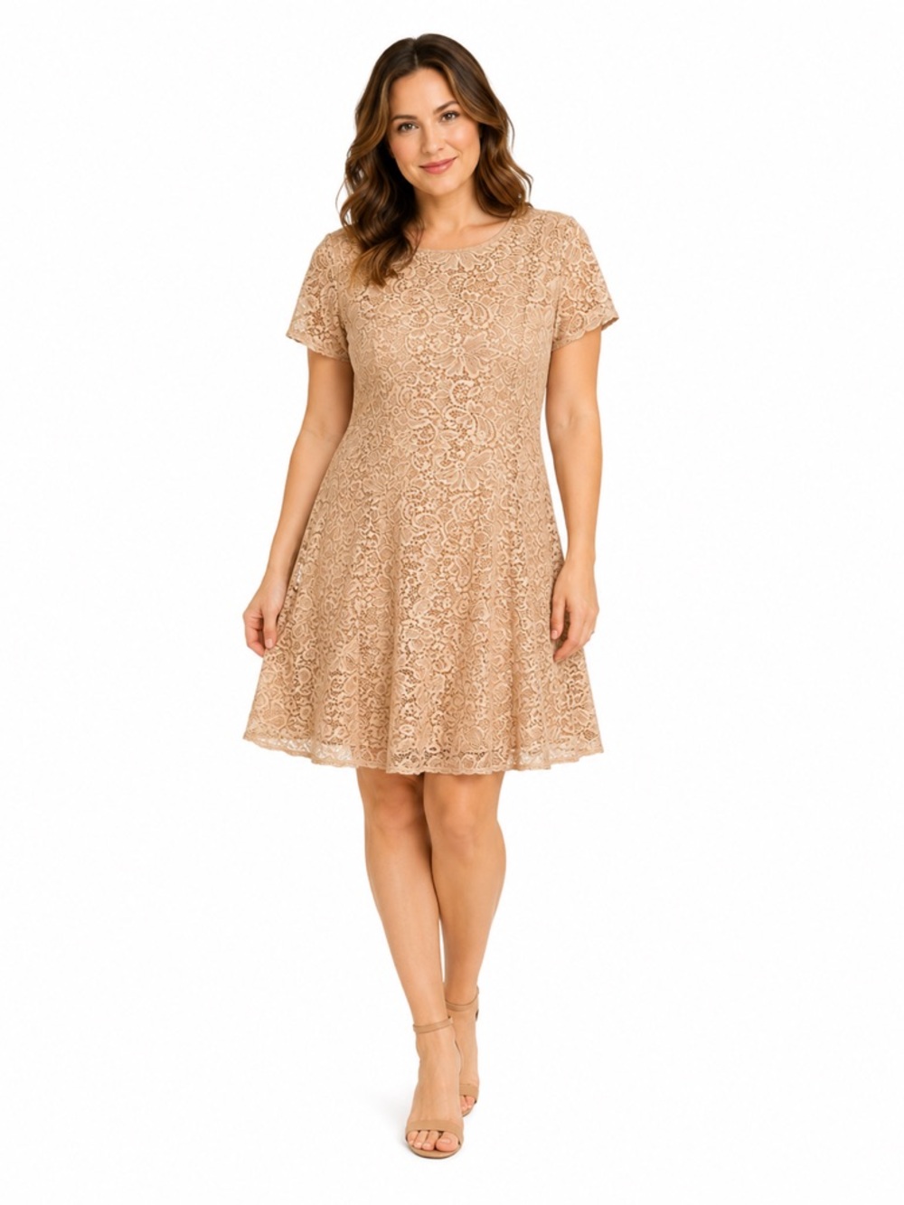 Torrid Pink Lace Fit and Flare Mini Dress Short Sleeve Lined Zipper Back Size 12